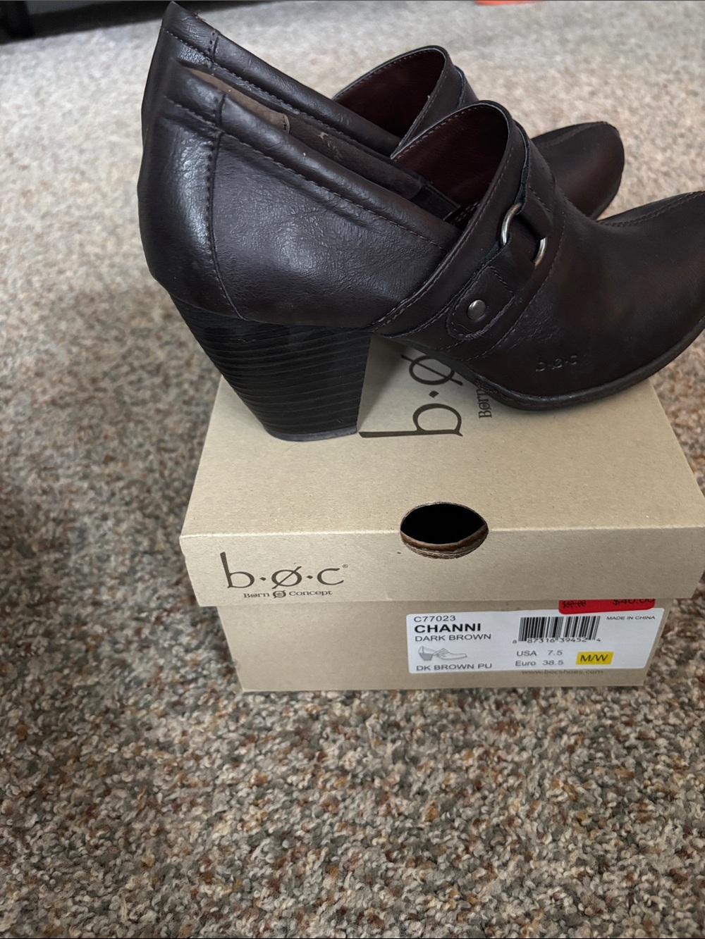boc Channi Dark Brown Leather Heeled Ankle Boots